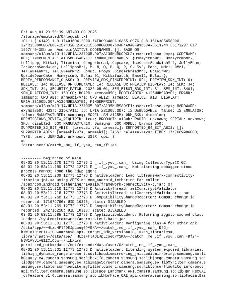 Android Logcat Debugging Report | PDF | Arm Architecture | Operating ...