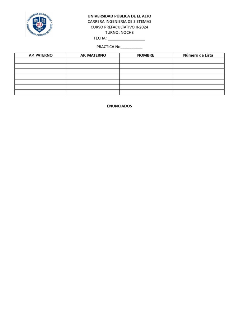 Formato Practica - Prefacultativo | PDF
