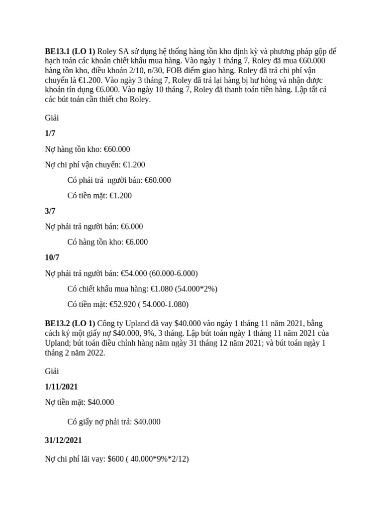 BT Chương 4 KTTC | PDF