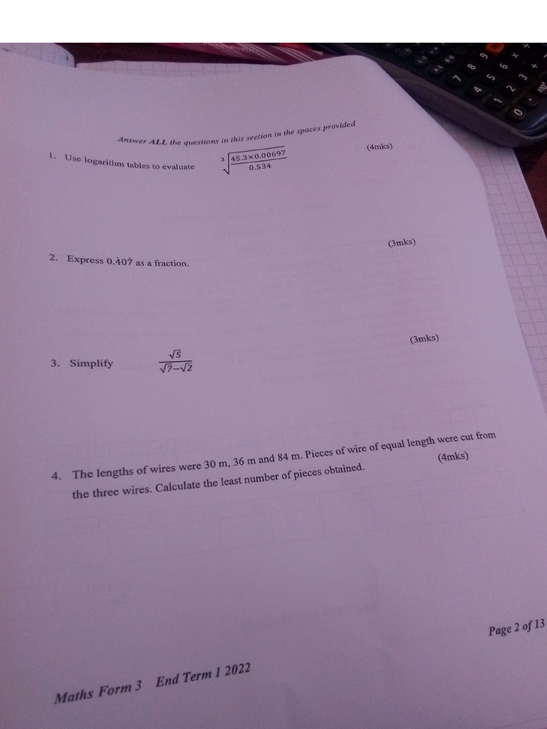 Form Three Mathematics | PDF