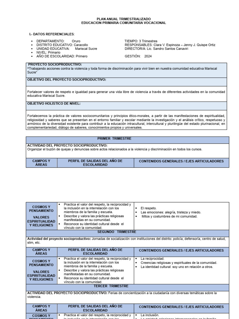 Pat Valores 2024 | PDF | Plan de estudios | Bolivia