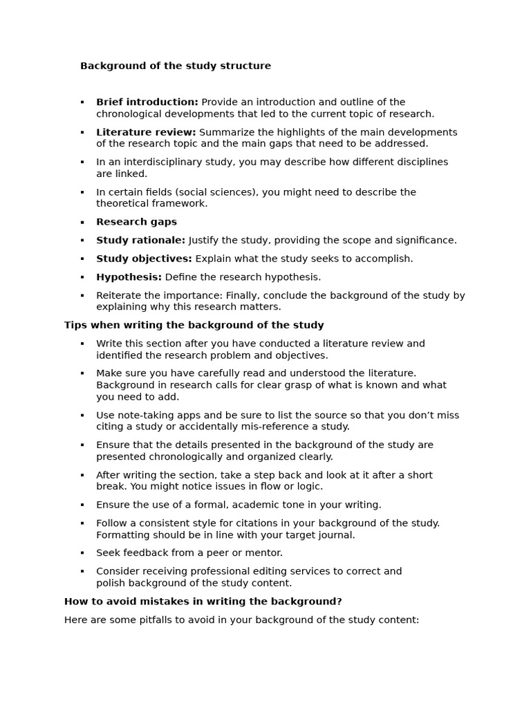 Structure of Background in Research | PDF | Science | Human Communication