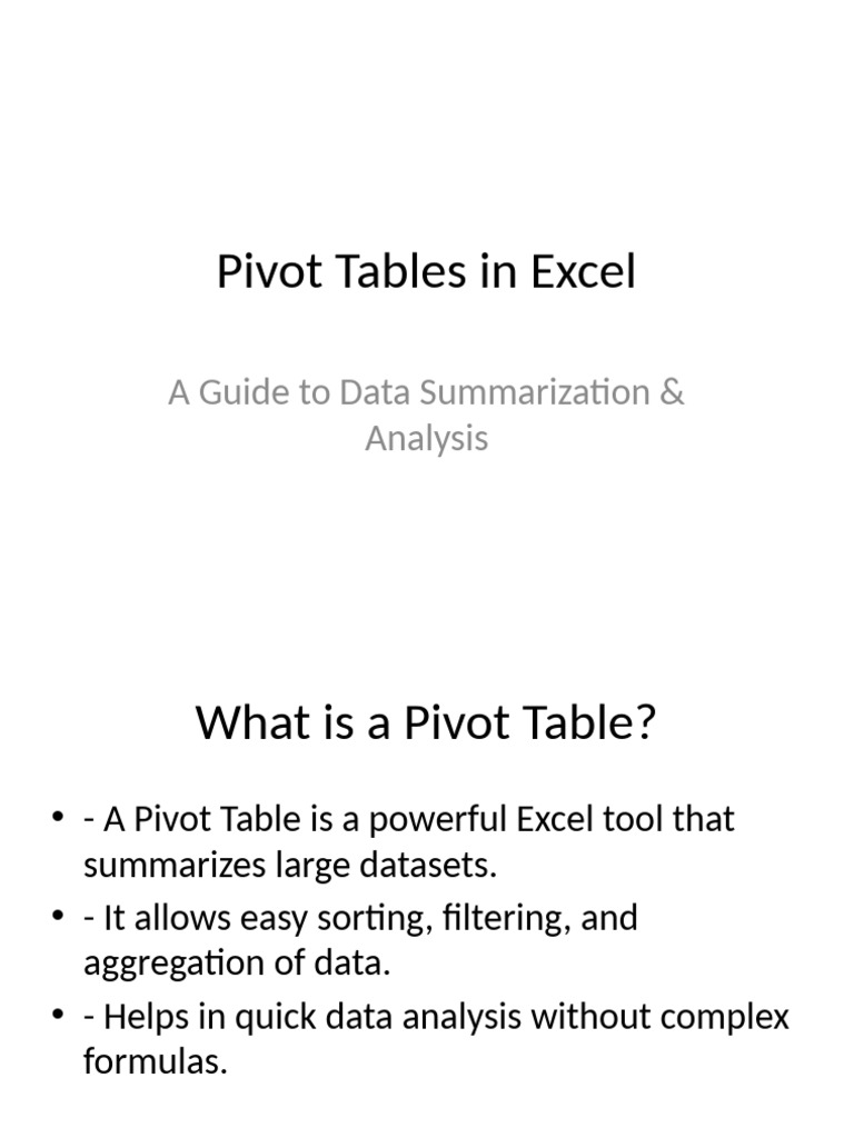 Mastering Excel Pivot Tables Guide | PDF