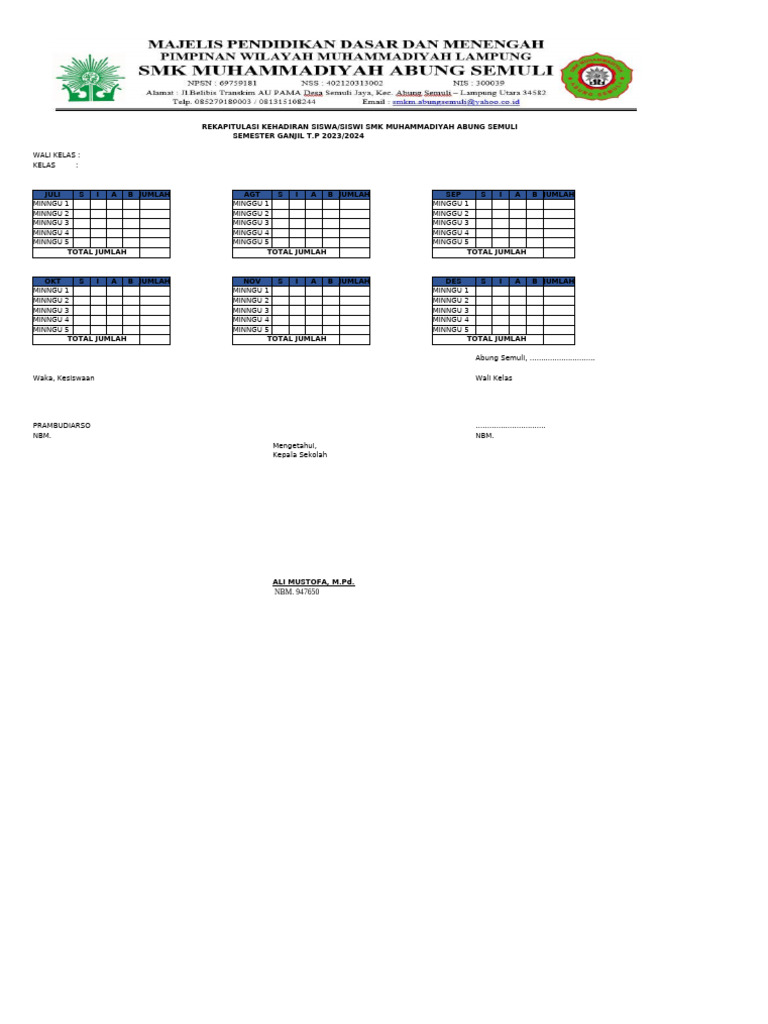 Rekap Bulanan Absen | PDF
