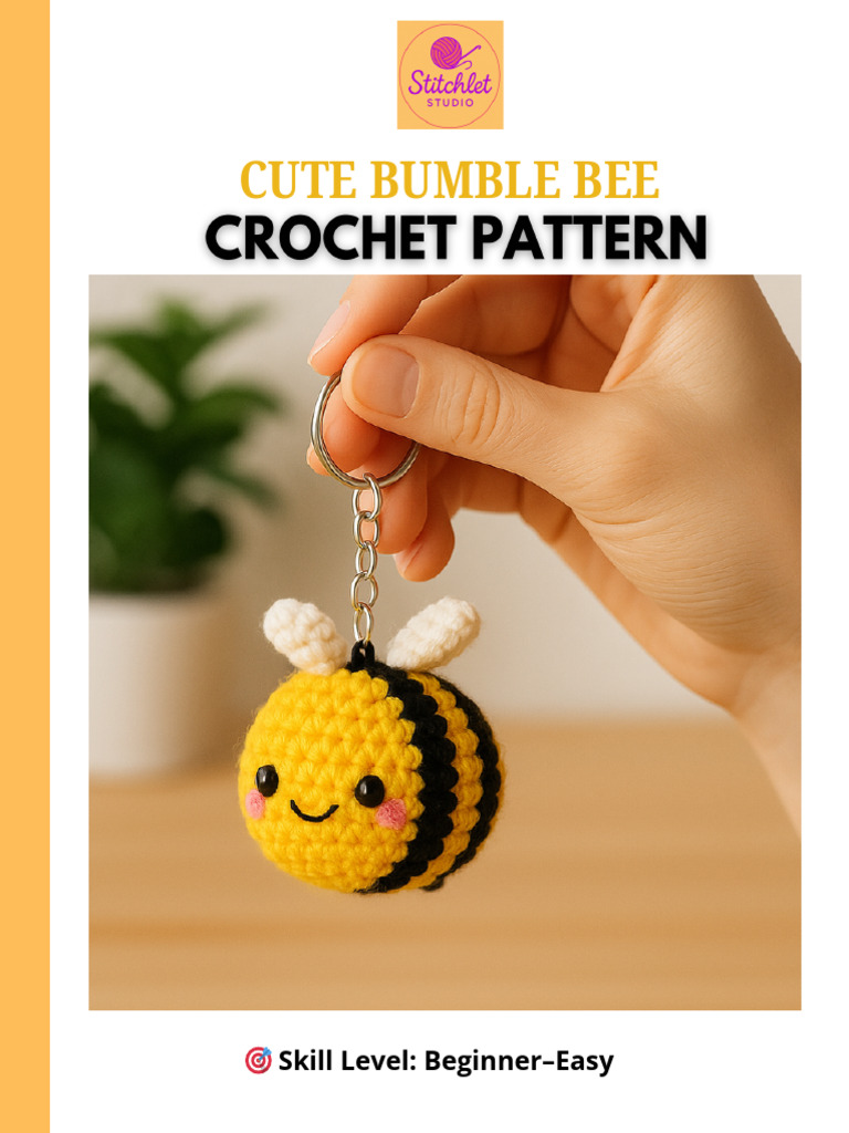 Bumblebee Keychain Crochet Pattern PDF | PDF | Crochet | Yarn