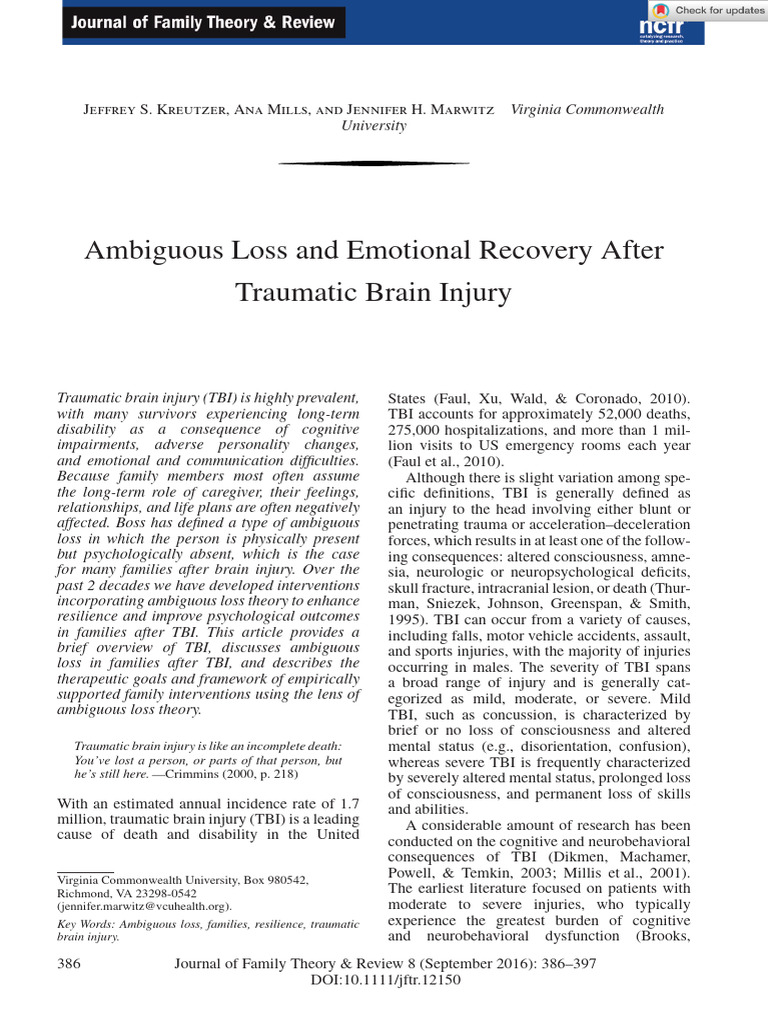 Family Interventions for TBI Recovery | PDF | Traumatic Brain Injury ...