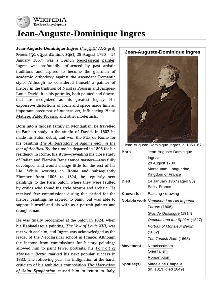 Ingres: Master of Neoclassical Painting | PDF | Paintings