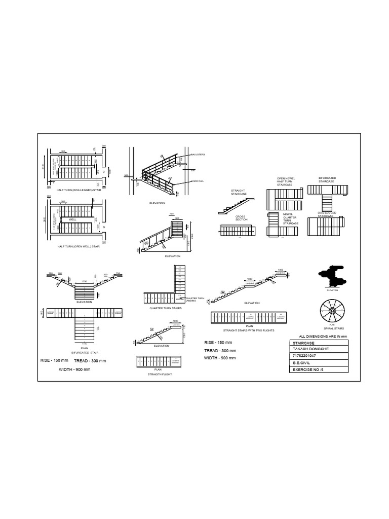 Staircase Design Plans and Elevations | PDF | Stairs | Transport ...