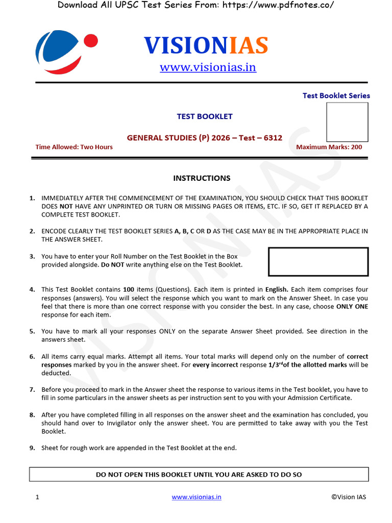 Vision IAS Prelims Test Series 2026 | PDF | Cyclone | Monsoon