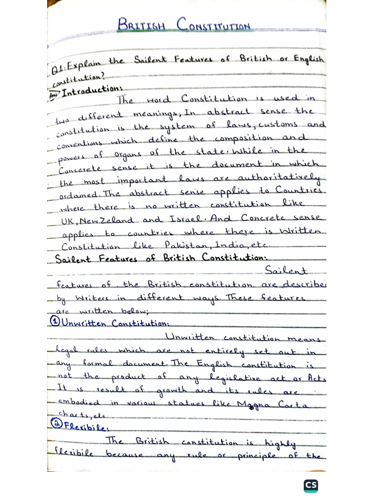 UK Constitution Notes PDF Guide | PDF