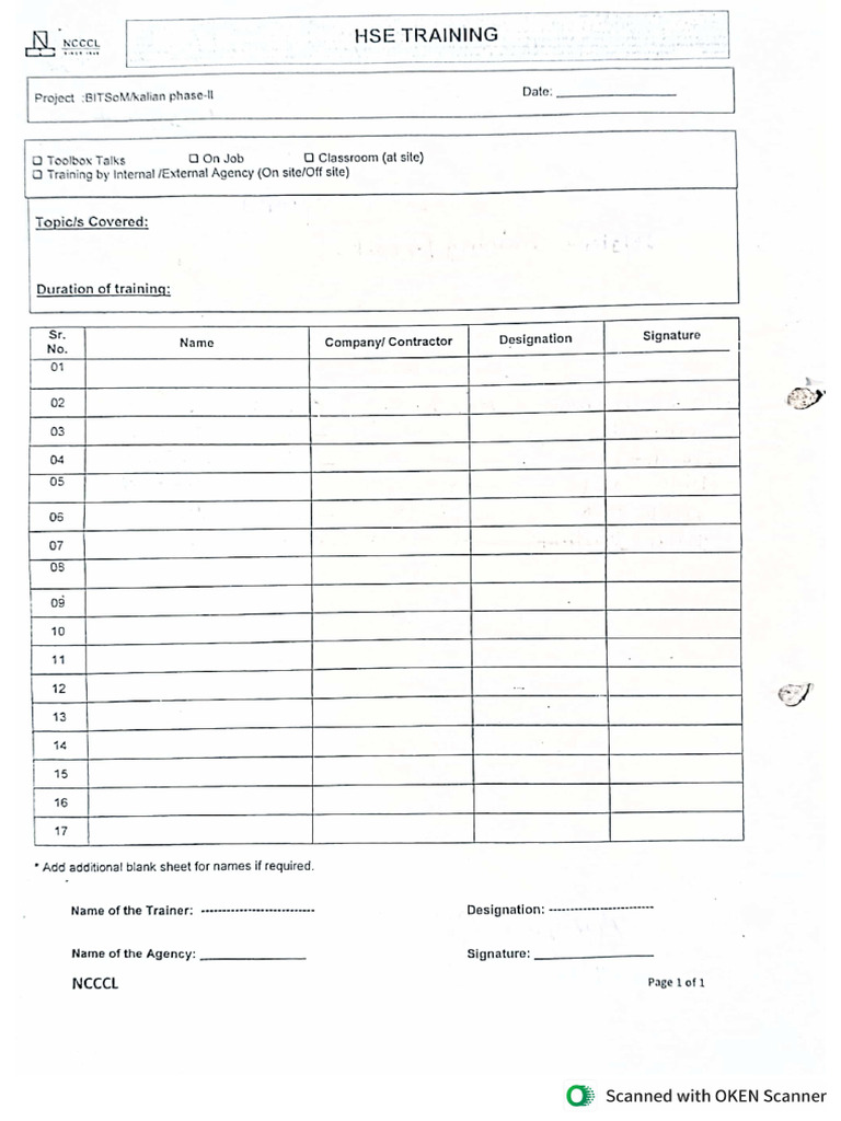 Training Sheet | PDF