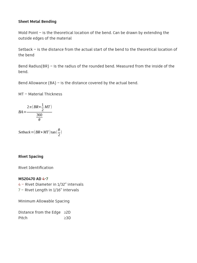 Rivet Spacing Guidelines and Chart | PDF