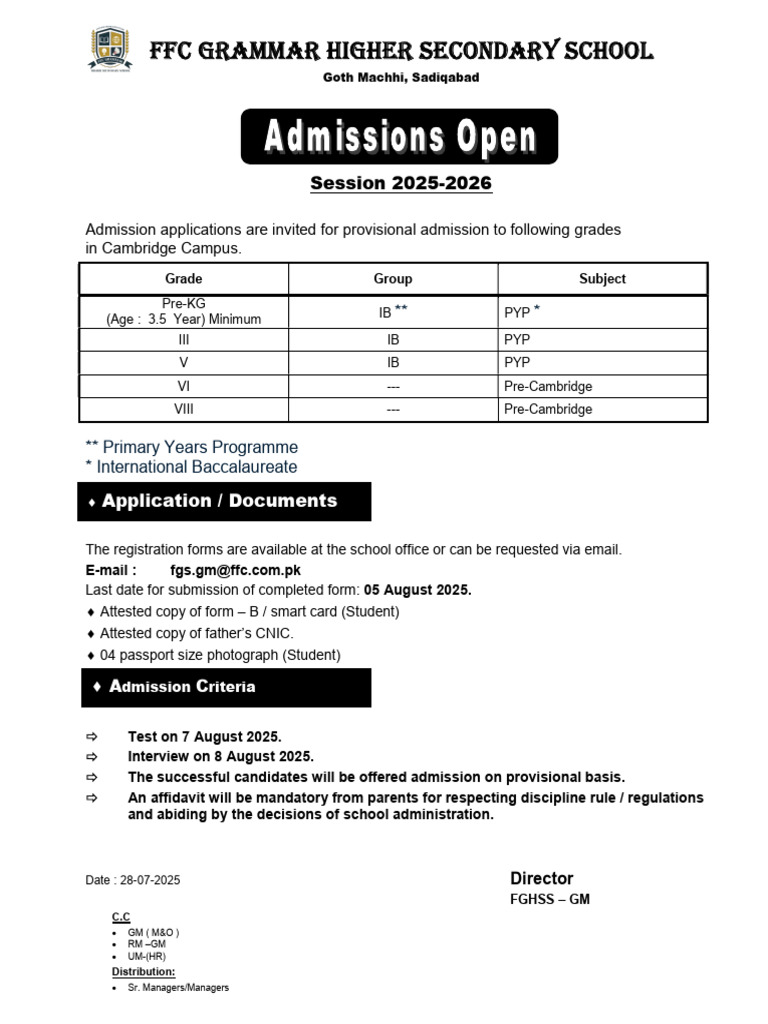 Admission Open 2025 | PDF