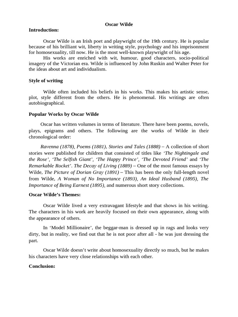 Oscar Wilde's Unique Writing Style | PDF