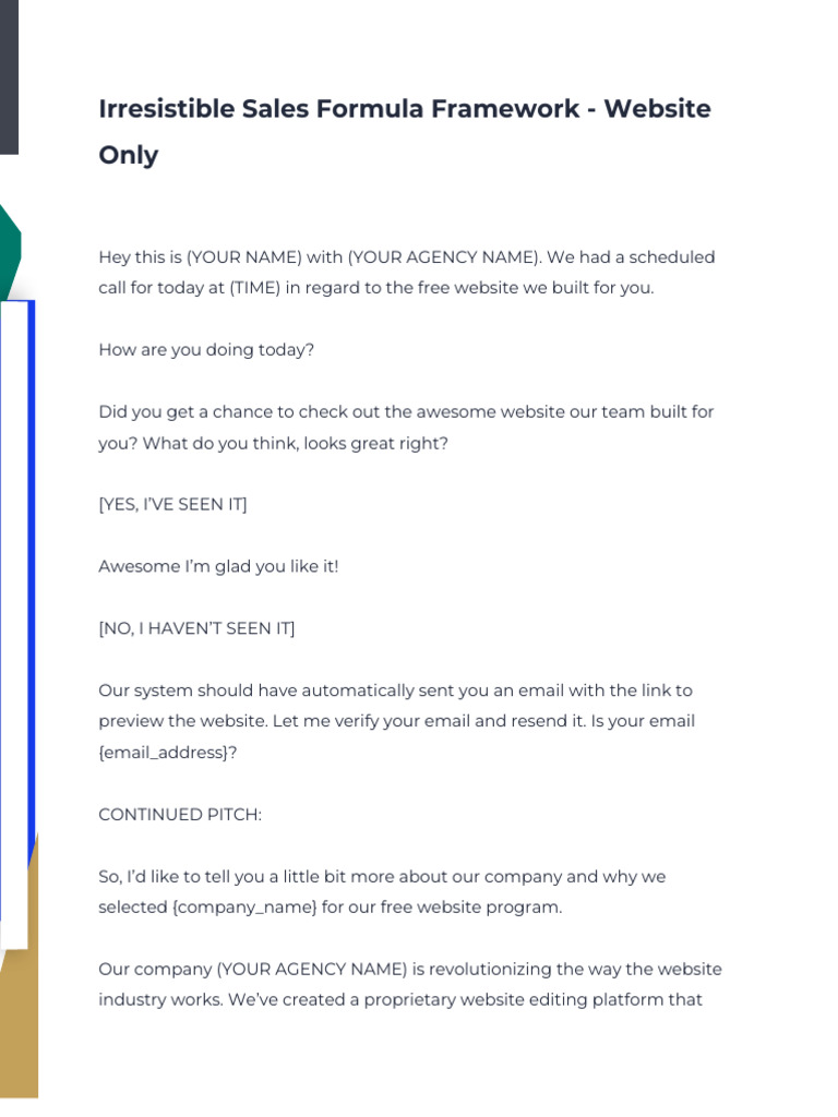 Irresistible Sales Formula Framework - Website Only | PDF | Internet ...
