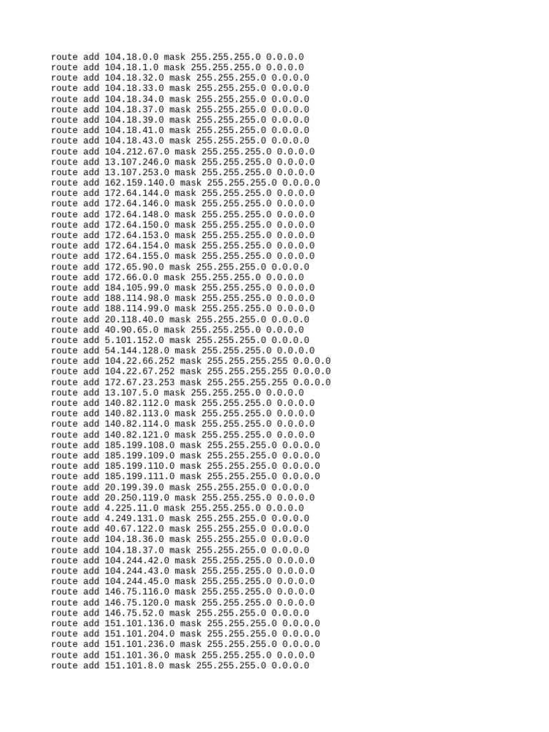 IP Route Addition Commands List | PDF