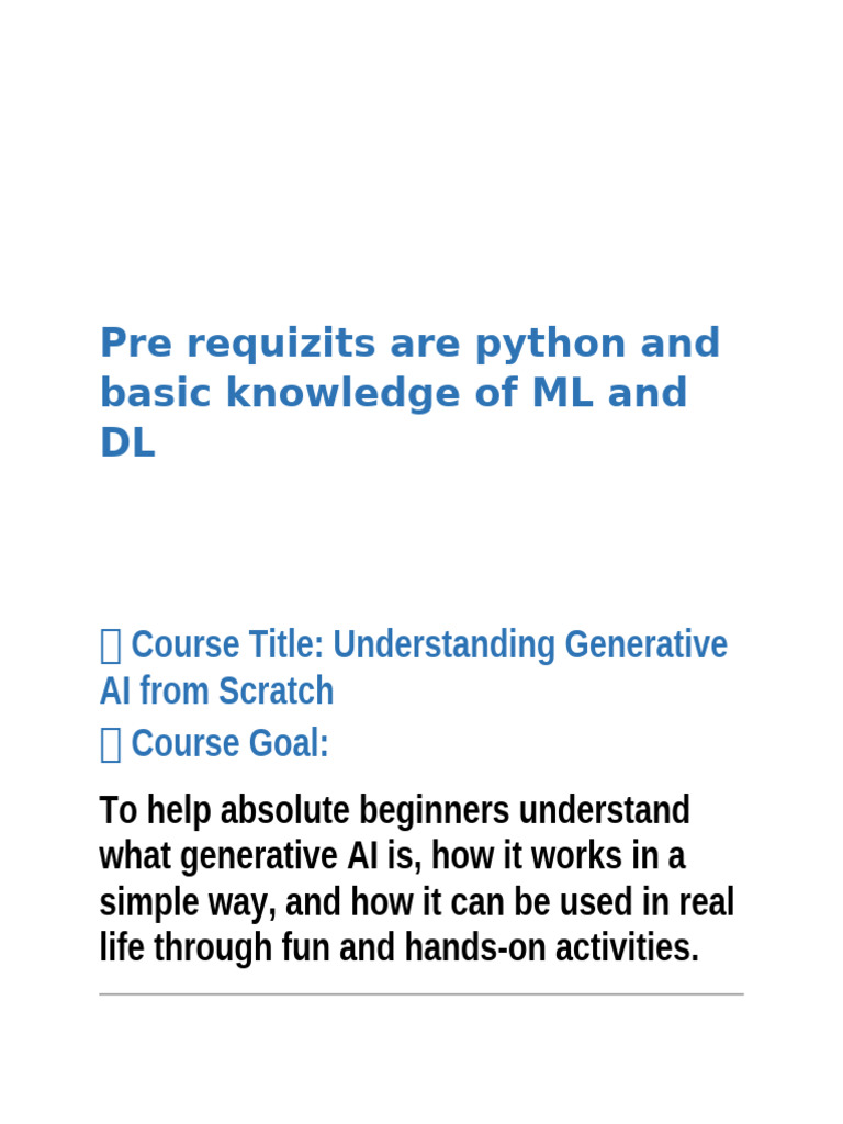Generative AI Course Overview | PDF | Artificial Intelligence ...