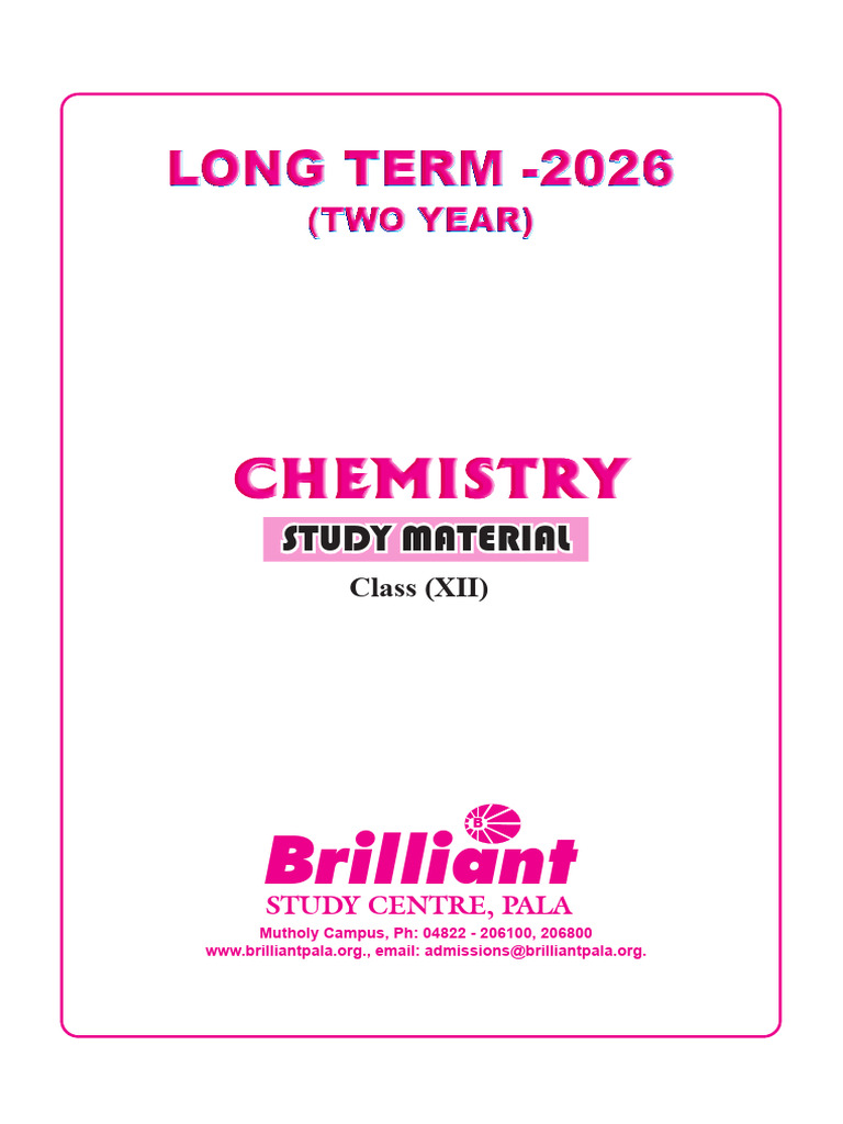 Class Note - Chemistry (XII) | PDF | Quantity | Chemistry