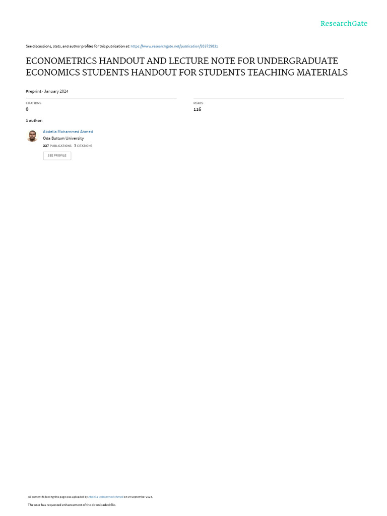 Econometrics Lecture Notes for Students | PDF | Errors And Residuals ...