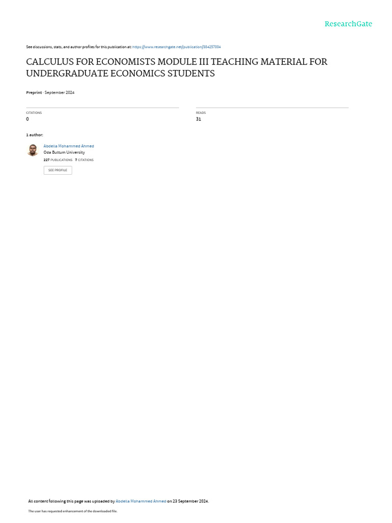 Calculus for Economists: Module III | PDF | Integral | Economic Surplus