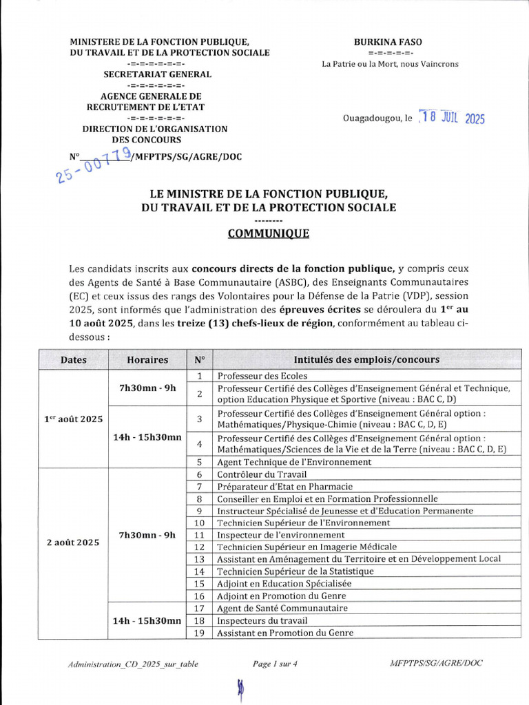 Programme Administration CD 2025 Sur Table | PDF
