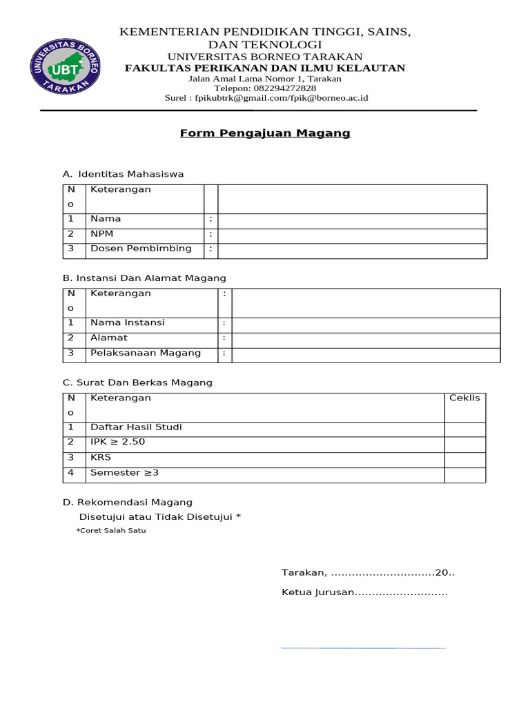 Form Pengajuan Magang Finals OK | PDF