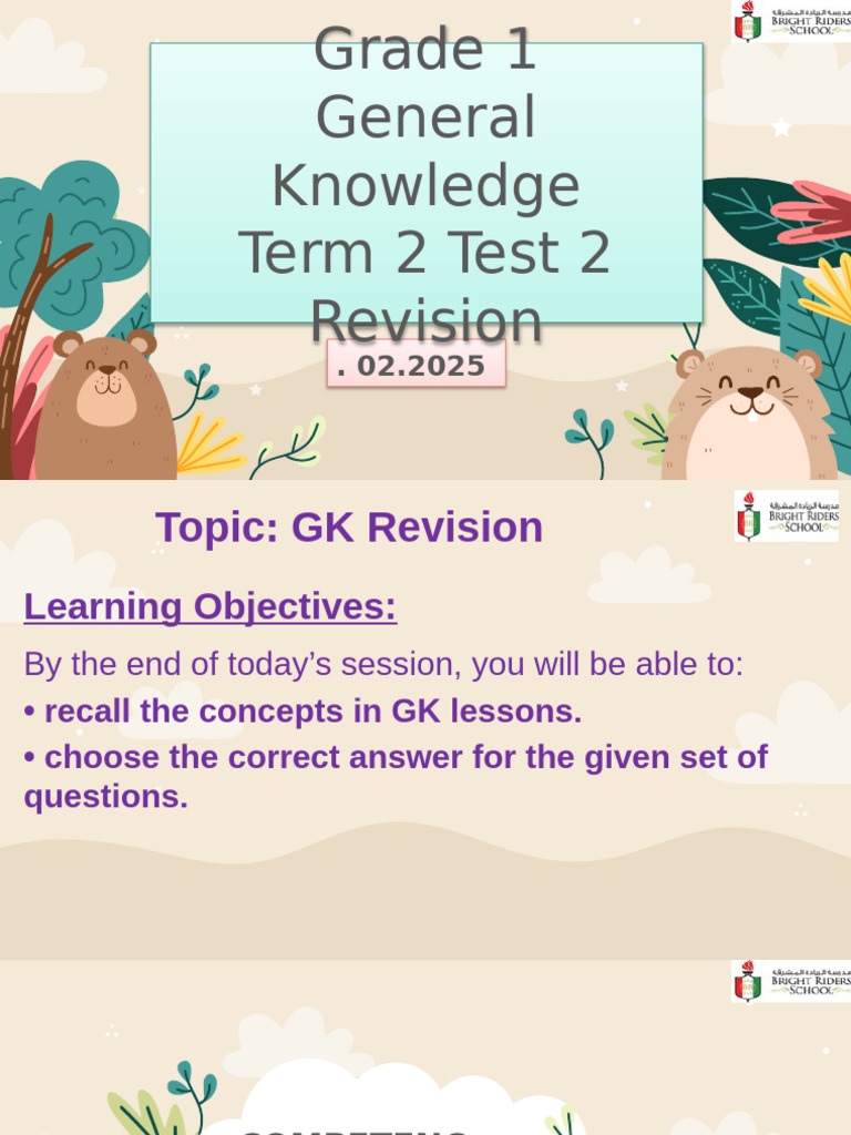 Grade 1 GK Term 2 Test 2 Revision | PDF