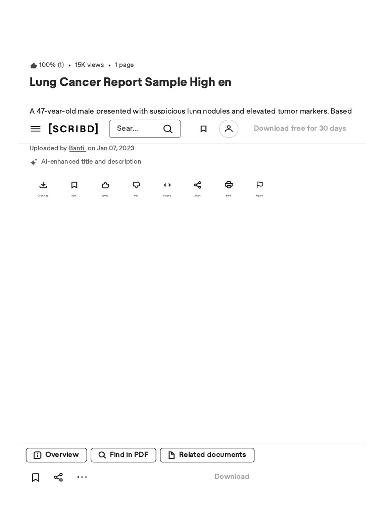 Lung Cancer Pathology Report Sample | PDF | Lung Cancer | Scribd