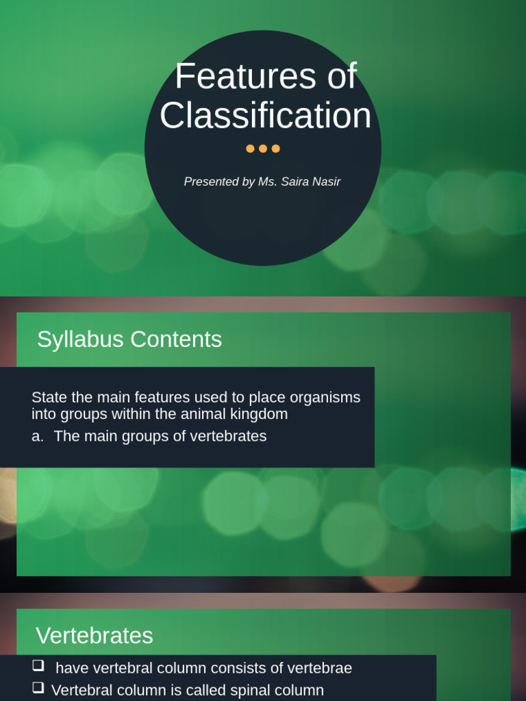 Features of Vertebrates | PDF | Amphibian | Vertebrates