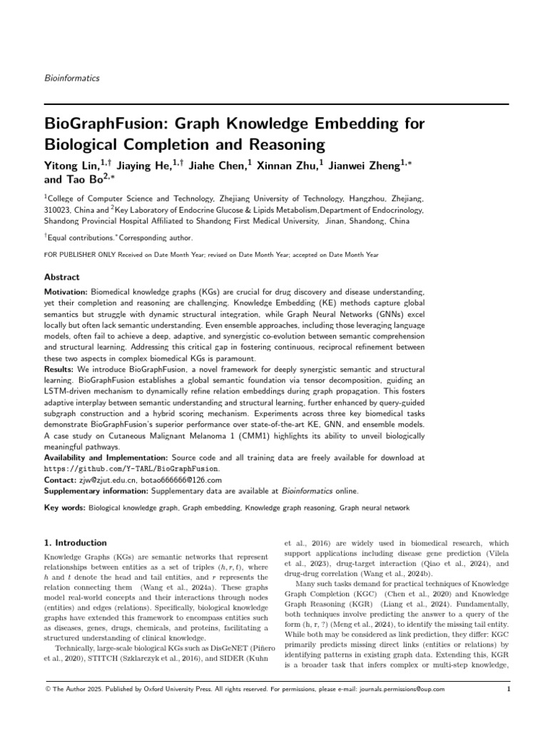 Biographfusion: Graph Knowledge Embedding For Biological Completion and ...
