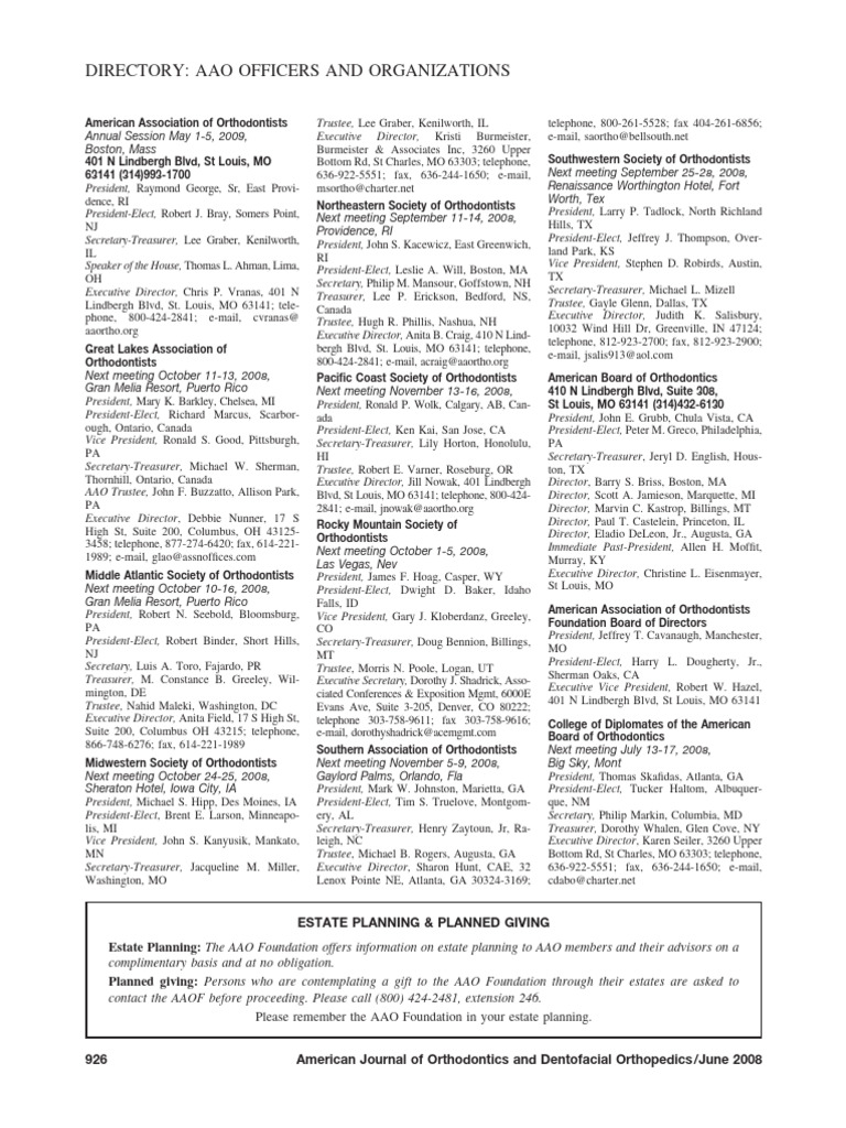 Directory AAO Officers and Organizations - Ymod | PDF | Presidencies