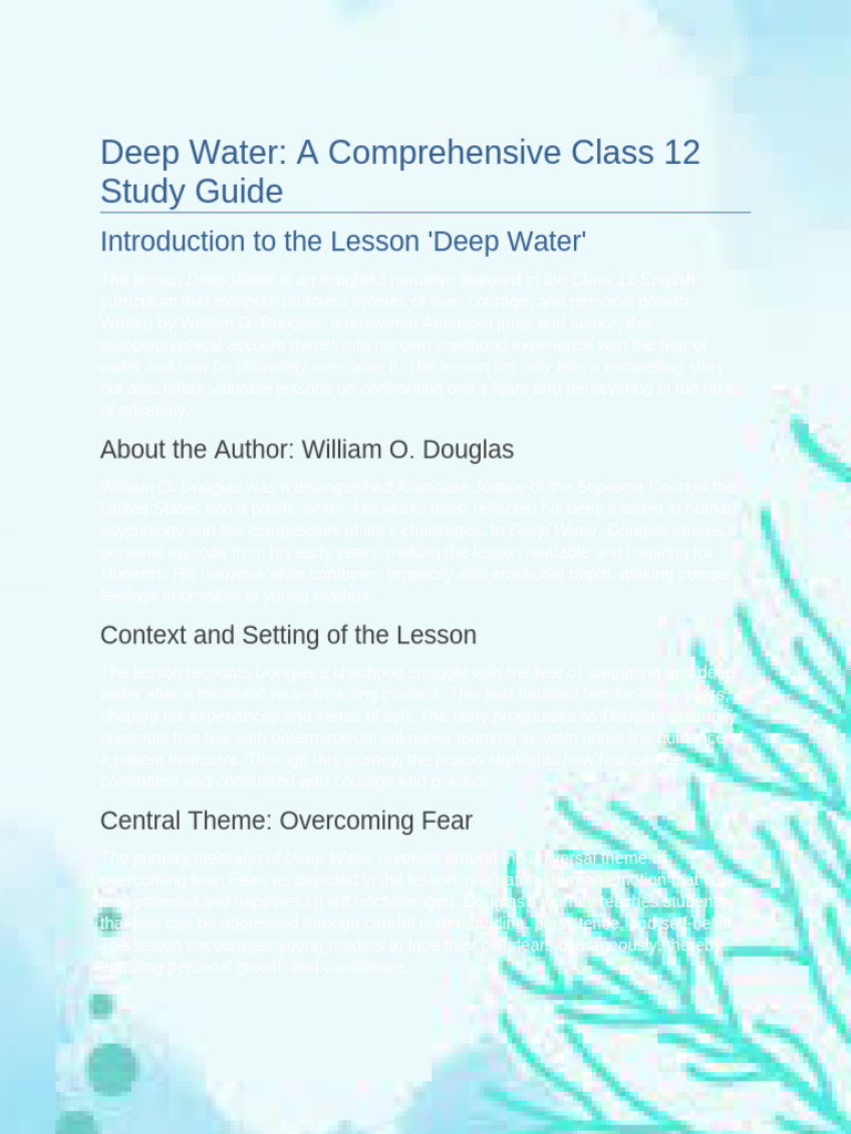 Deep Water: Overcoming Fear in Life | PDF | Courage | Fear