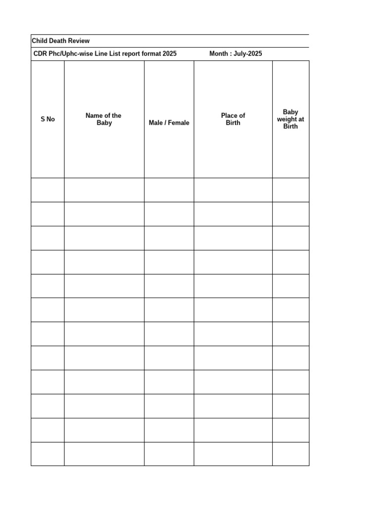 Child Death Review Format 2025 | PDF