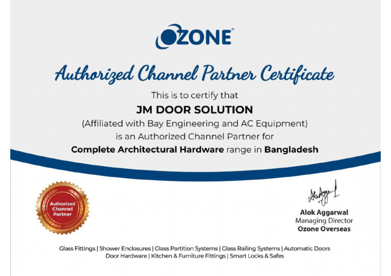 Ozone Authorised Distributor Certificate | PDF