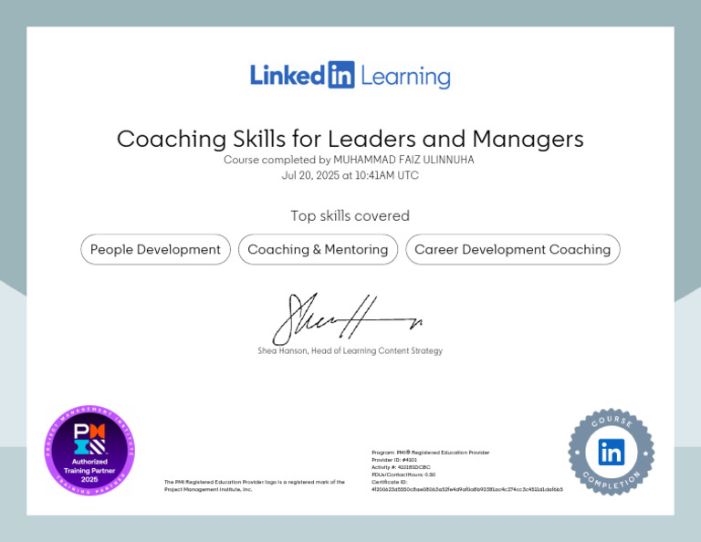 Coaching Skills for Leaders Course Completion | PDF