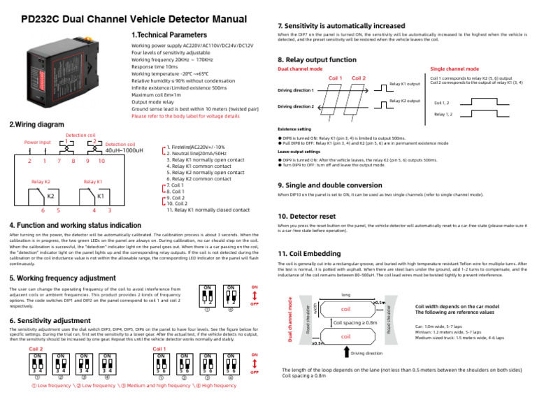 S4A User Manual - PD232 Loop Detector For Double Way | PDF | Relay ...