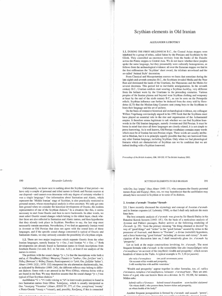 Lubotsky Scythian - Elementsin Old Iranian A016 | PDF | Iranian Peoples ...