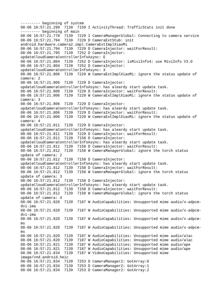 Camera Service Initialization Log | PDF | Software Engineering ...