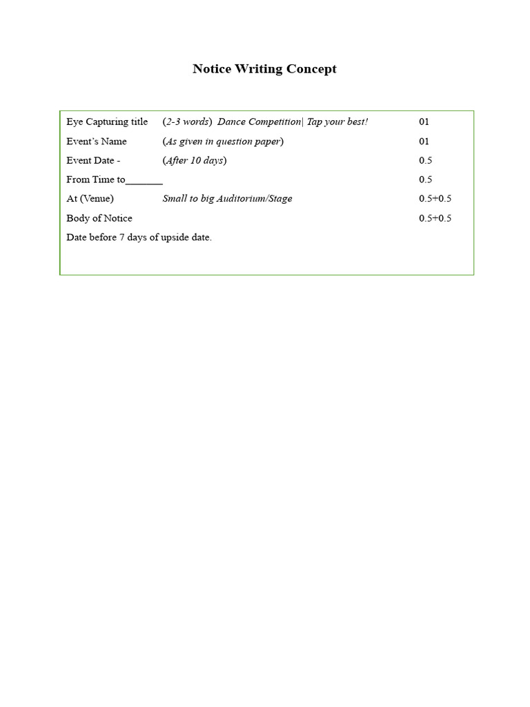 Notice Writing Concept | PDF