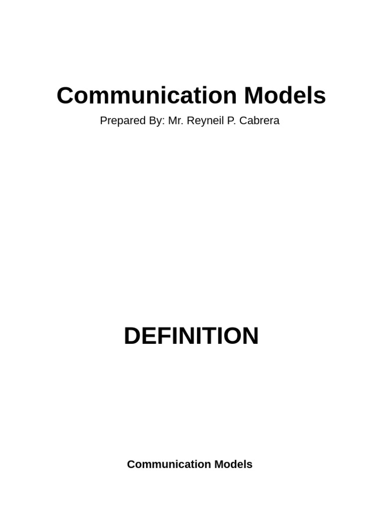 Overview of Communication Models | PDF