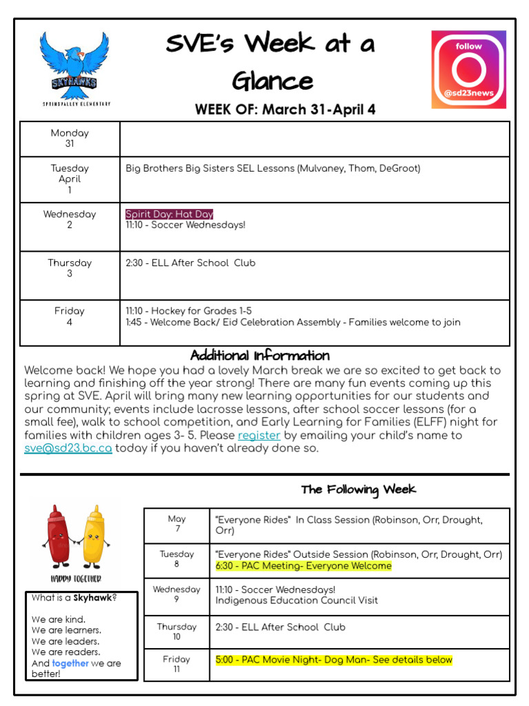 SVE Weekly Events: April 1-4 Schedule | PDF