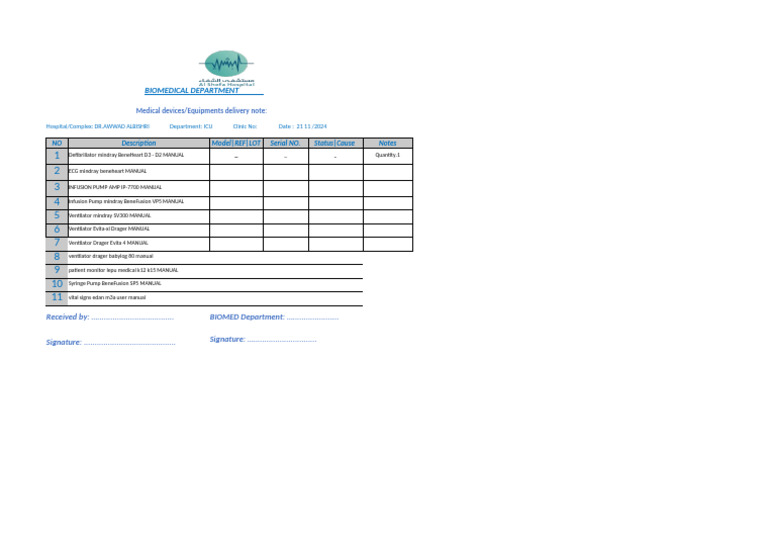 Delivery Note Manual Icu | PDF