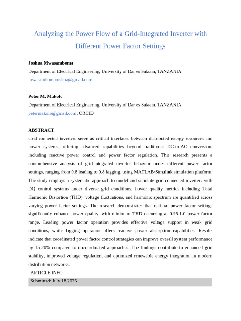 Grid-Integrated Inverter Power Factor Analysis | PDF | Power Inverter ...