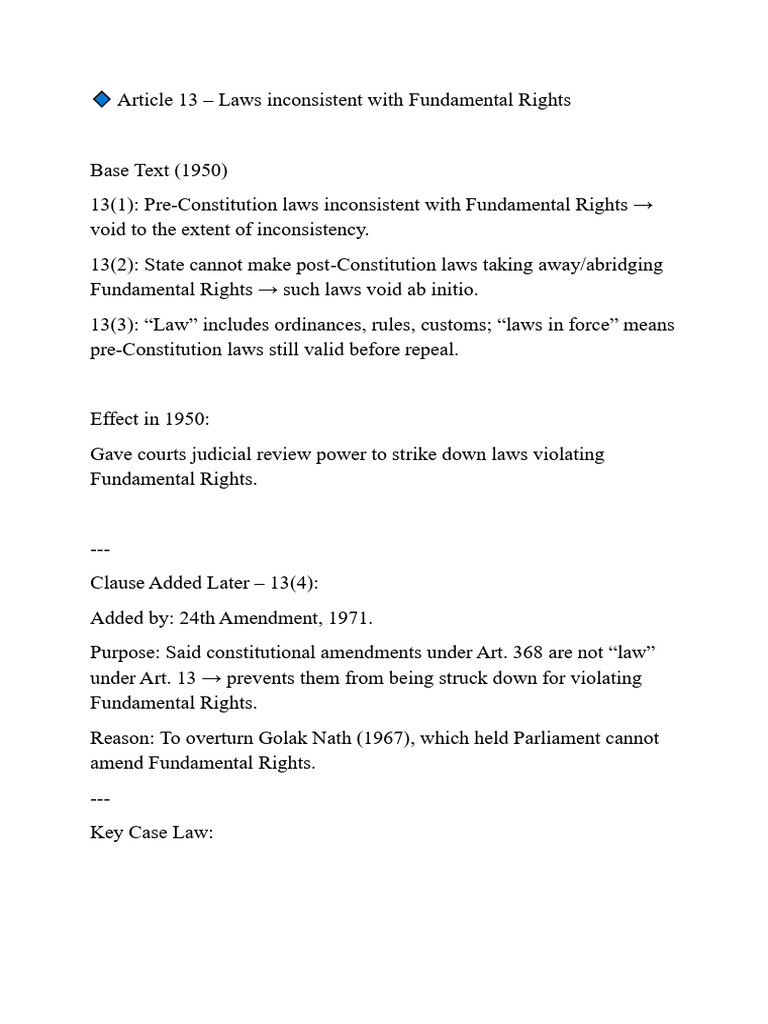 Article 13: Fundamental Rights & Laws | PDF