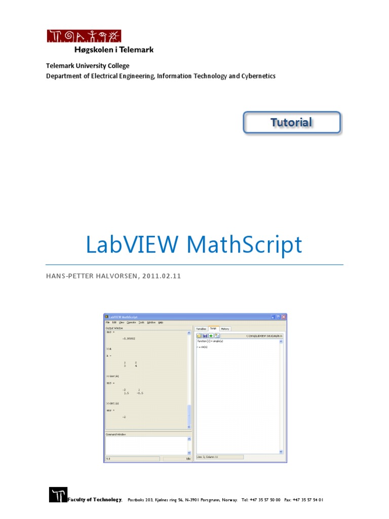 LabVIEW Math Script Tutorial | PDF | Matrix (Mathematics) | Determinant