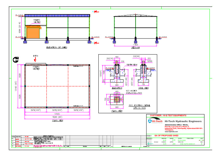RCC Footing and Shed Elevation Details | PDF