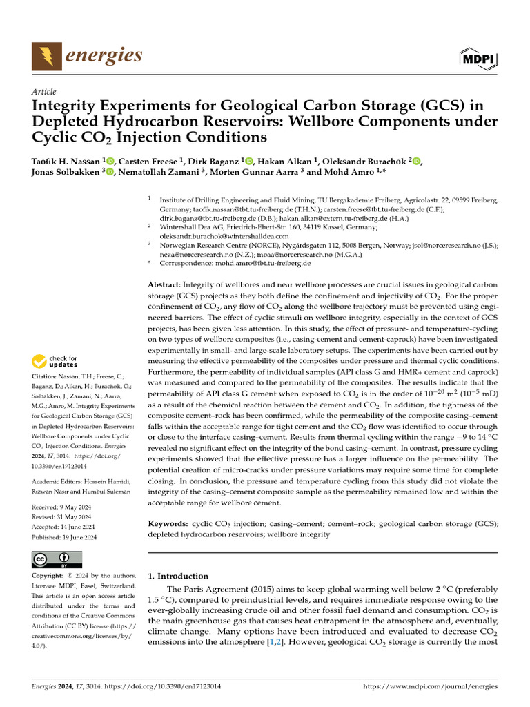 Wellbore Integrity in CO2 Storage Experiments | PDF | Carbon Capture ...