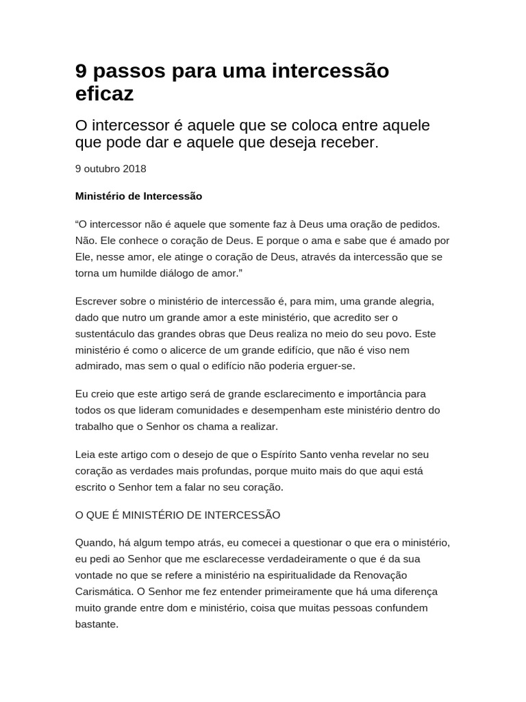 9 Passos para Intercessão Eficaz | PDF | Oração | Abraão