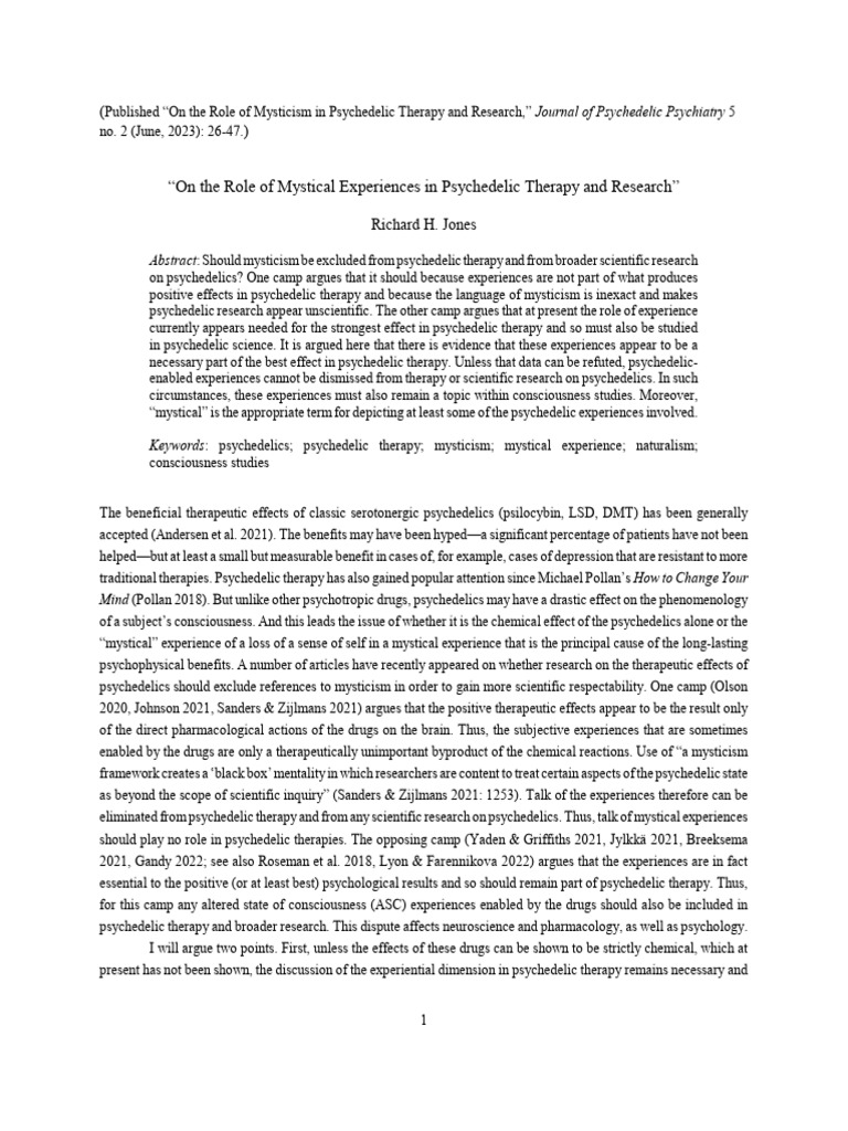 Mysticism's Role in Psychedelic Therapy | PDF | Psychedelic Drugs ...