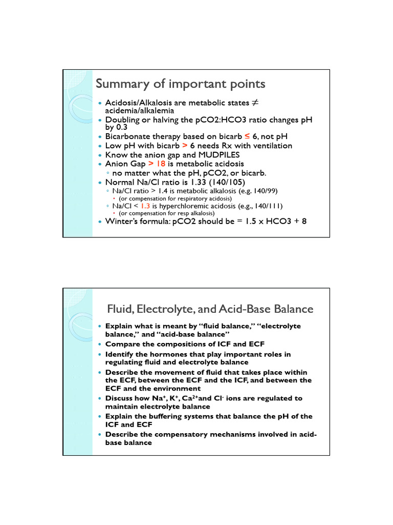 Fluid and Electrolyte Balance Overview | PDF | Physiology | Intensive ...